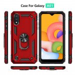Wholesale Samsung Galaxy A01 Tech Armor Ring Grip Case with Metal Plate (Red)